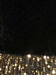 Ellevyn 女式圆领长袖网眼透明黑色天鹅绒心形领口收腰 A 字形亮片串珠面料优雅日常穿着和派对连衣裙，秋冬