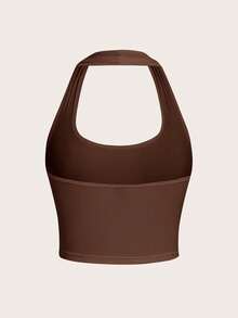 SHEIN EZwear Casual Minimalist Halter Crop Top, Fitted For Women, Suitable For Summer