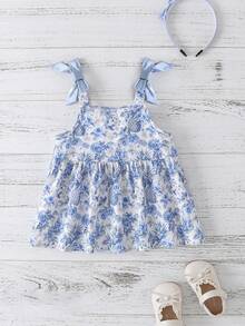 Joliand Joliand 1pc Young Girl Elegant Urban Cute Blue Pineapple Floral Pattern Camisole, Suitable For Party, Travel, Daily, Party, Summer Summer Clothing For Girls Kids Summer Clothes Young Girls Dresses Kids Girls Summer Floral Theme Clothing Summer Clothes For Kids Young Girls Summer Girl Clothes ColorfulJoy