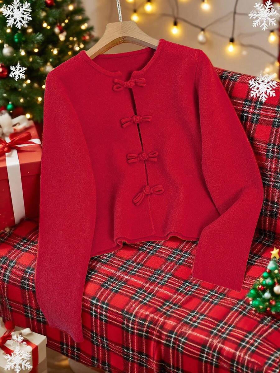 SHEIN LUNE Elegant Loose Fit Round Neck Long Sleeve Knitted Chinese ...
