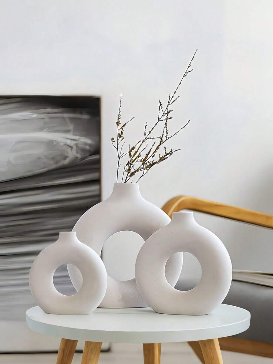 1 件/2 件白色圆形哑光花瓶，现代家居装饰，简约北欧波西米亚风格，适合婚礼、餐桌、派对、客厅、卧室礼物生日毕业 - 彩色 - 查看 1