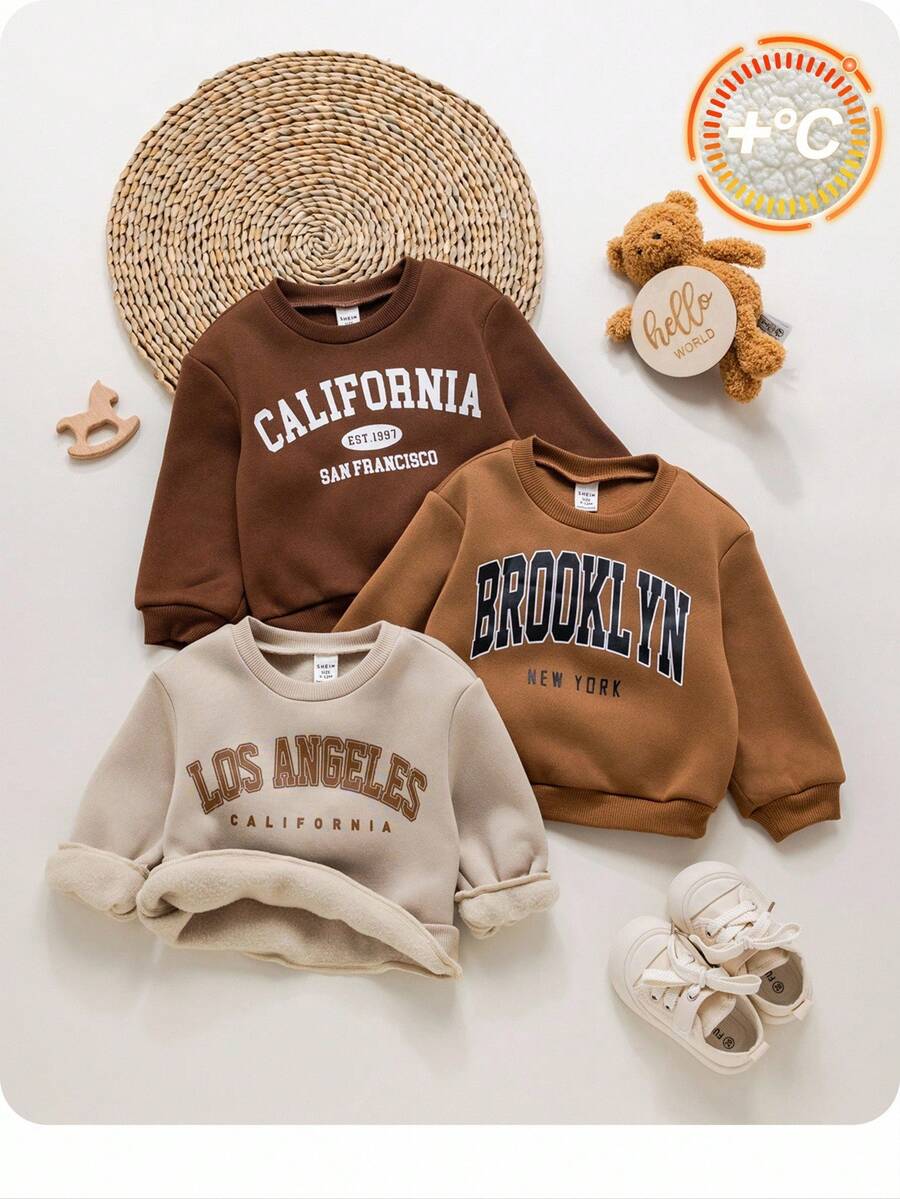 秋冬款3件套可爱休闲针织女婴字母图案长袖卫衣