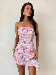 Aloruh Đầm ôm body gợi cảm mini đính sequin thời trang dành cho nữ - Hồng - Xem 4