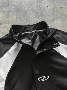 AXEPEAK 男士梭织休闲宽松长袖夹克，秋冬 - 黑與白 - 查看 3