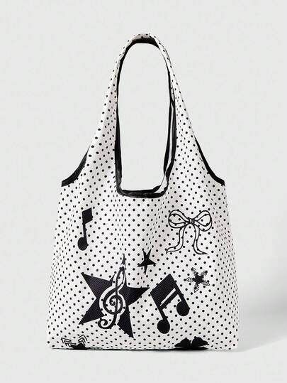 ROMWE Kawaii 女士米色波尔卡圆点时尚便携蝴蝶结单肩包