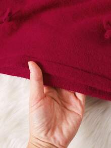 Elladie kids 1 件女童毛衣裙，甜美公主风格，红白色块罗纹纹理，蝴蝶结装饰，荷叶边下摆，罗纹针织，圆领长袖，欧式设计连衣裙，常规厚度，适合生日派对，秋冬