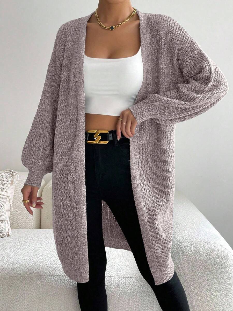 EMERY ROSE Cardigan lungo casual in maglia a tinta unita con spalle scoperte e maniche lunghe, adatto per l'autunno