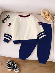 1 Set Baby Boys Casual Sports Style Numeric 23 & California Letter Print Crew Neck Sweatshirt And Sweatpants Set, Autumn/Winter Fall - Multicolor - View 3