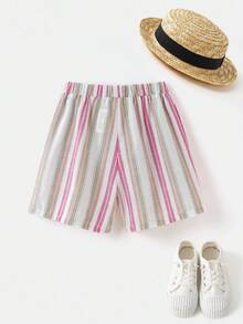 Joliand Joliand 1pc Tween Boys Stylish Urban Colorful Stripe Shorts, Suitable For Daily Wear, Gatherings, Outings, Beaches, Summer - Multicolor - View 2