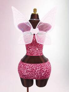 Amplova Bộ 2 món áo bandeau và chân váy mini họa tiết da báo thời trang gợi cảm dành cho nữ, mùa hè - Nhiều màu - Xem 13