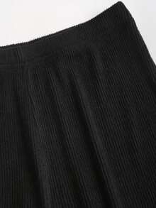 Sweetra Metal Buckle Sexy Asymmetrical Shoulder Long Sleeve T-Shirt + Wide Leg Pants Casual Suit - Black - View 3