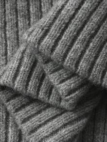 Strévra 女式秋季高领交叉下摆毛衣 - 灰色 - 查看 5