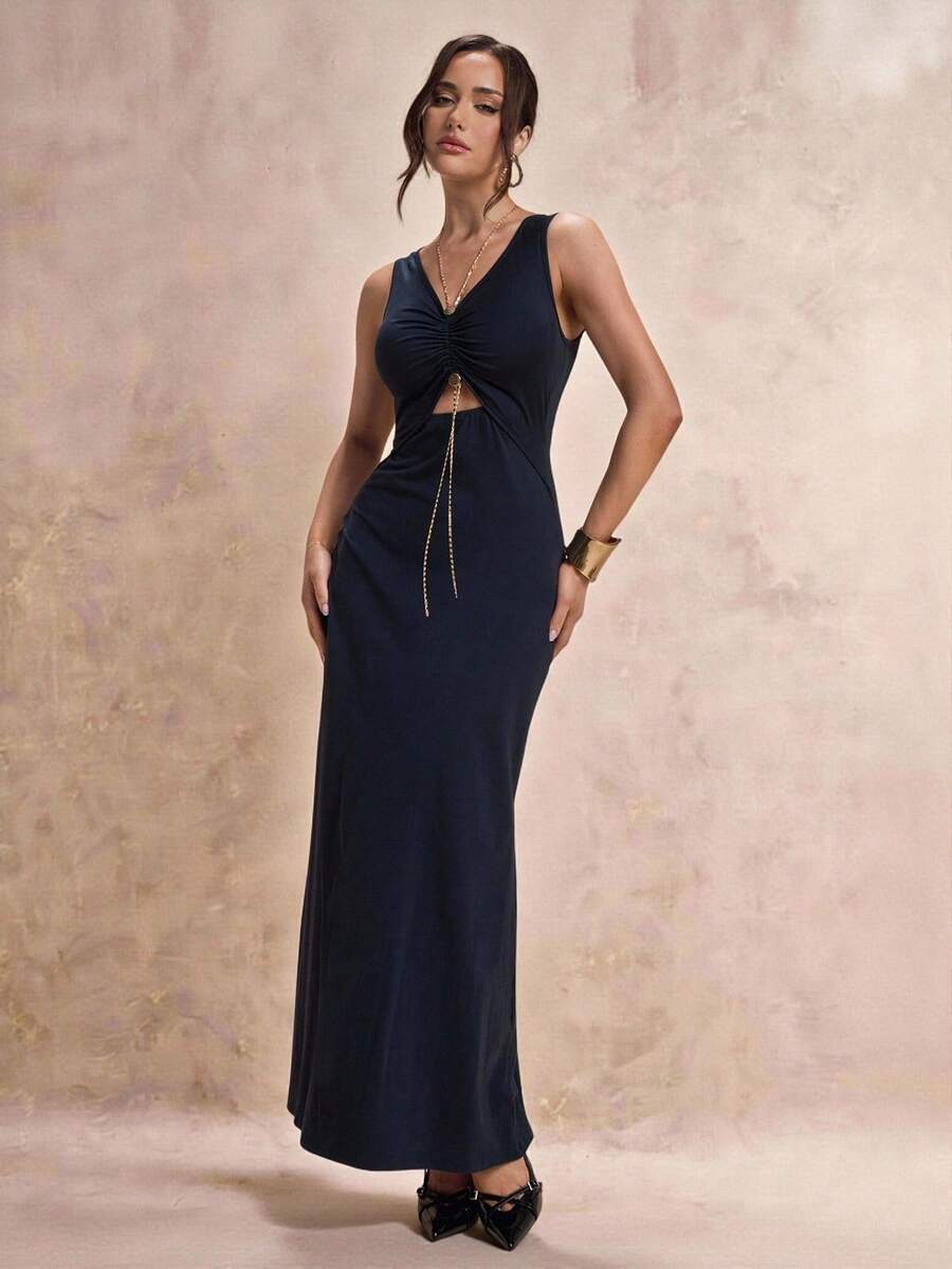 Modelyn 女士优雅纯色无袖连衣裙，夏季，外出