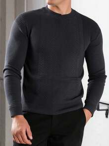 SHEIN Scollo a maglia a costine, geometrico, regular Cater per uomo