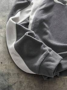 AXEPEAK Men Casual Fluffy Sports Colorblock Splicing Racing Hoodie, Fall Winter, Long Sleeve Top