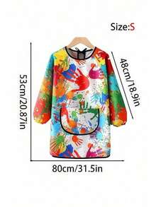 SHEIN 1pc Waterproof & Stain-Resistant Long Sleeve Art Smock Apron Unisex Reversible Painting Smock For Kids & Adults With Unique Abstract Print Full Arm Protection For Acrylics, Clay, Cooking Artist, Pottery Studio, Preschool Classroom Essential Splatter-Proof Wearable Canvas (S-XL, Wipe Clean, Random Design)