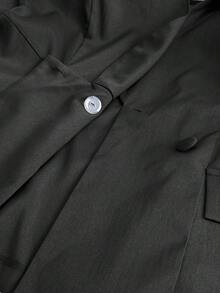 Maweii 大码优雅纯色喇叭袖西装外套 - 黑色 - 查看 7