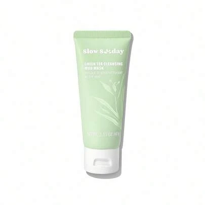 SlowSunday Green Tea Cleansing Mud Mask, Face Mask, Deep Cleansing, Pore Cleansing, Brightening & Soothing, Mud Mask Skincare, Oil Control & Unclog Pores To Reveal Smoother, Y2K, Korean Skin Care, Ideal For Party, Suitable For Summer