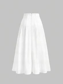 SHEIN MOD 休闲简约学院风泡泡皱面料女式宽松A字裙，适合秋冬季、返校季、学院风 - 彩色 - 查看 2