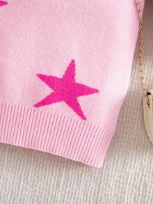 SHEIN Baby Girls Casual Long Sleeve Crew Neck Sweater Dresses,In Fall/Winter - Pink - View 8