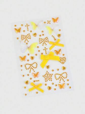 Kawaii 1 pièce Autocollants pour le visage en dentelle, nœud, cœur, étoile, croix, paillettes et pierres précieuses