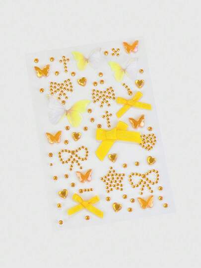 Kawaii 1pc Lace Bow, Heart, Star, Cross, Diamond Glitter & Gem Face Stickers