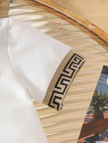 1 Stück Klassischer Baby Jungen Romper mit besticktem Detail, Kurzarm, Buchstabenbesatz am Kragen, Frühling/Sommer Neuheit, geeignet für Lässig, Zuhause, Outdoor, feierliche Anlässe wie Geburtstag, Abendveranstaltungen, Hochzeit, Taufe, Zeremonie und Jahrestag