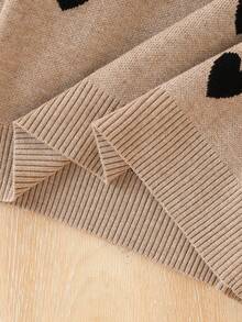 Sparklyn 女童心形提花针织毛衣和紧身裤两件套，秋冬 - 黑色 - 查看 6