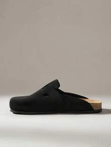 Solecia 男士休闲百搭纯色凉鞋 - 黑色 - 查看 4