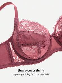 LUVLETTE 女士全覆盖内衣休闲曲线支撑透气钢圈性感无衬里白色迷你蕾丝优雅文胸新娘内衣