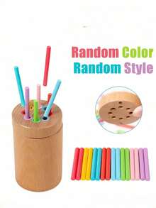 Zazumi Children's Travel-Size Stick, Montessori-Style Toddler Toys, Wooden Infant Toys For Kids, Sensory Toys That Keep Toddlers Engaged, Early Learning Toys, Educational Games, Random Colors