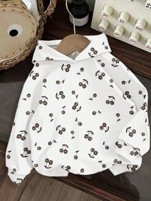 SHEIN Áo sweatshirt dáng rộng in hình quả anh đào dễ thương, phong cách thường ngày dành cho nữ tuổi teen, thích hợp cho mùa Thu/Đông. - trắng - Xem 9