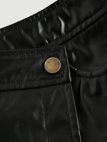 SHEIN MOD Vintage Black Asymmetrical Faux Layered Shorts - Preppy Style, 70s, Casual, Comfortable, Commuting, Old Money Aesthetic, Perfect For School Attire, Teaching Outfits, And Office Wear