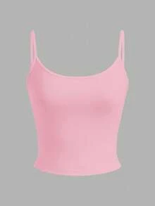 SHEIN EZwear 4 件女式黑色、棕色、粉色、白色紧身短款休闲背心，适合夏季 - 彩色 - 查看 3