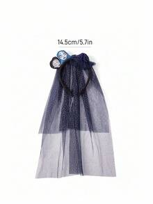 Corpse Bride X SHEIN 1pc Cartoon Figure Graphic 3D Pattern Fashion Headband (With Veil), Wedding, Cos,Goth - Grey - View 3