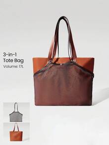 GLOWMODE 17L 3-In-1 Tote Bag Exterior Fishnet Compartment Interior Nylon With Zippered Pocket Daily Casual Workout - Orange - View 1