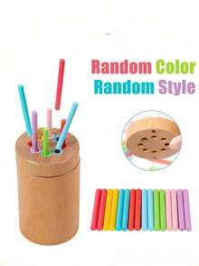 Zazumi Children's Travel-Size Stick, Montessori-Style Toddler Toys, Wooden Infant Toys For Kids, Sensory Toys That Keep Toddlers Engaged, Early Learning Toys, Educational Games, Random Colors