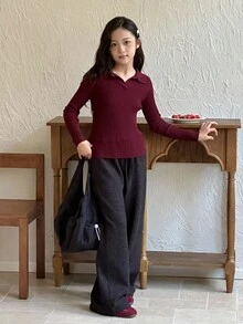 DAZY Jersey de cuello alto ajustado para niña preadolescente, para otoño/invierno