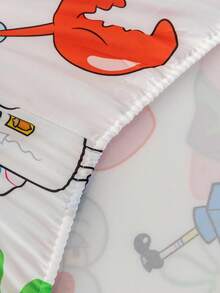 SpongeBob SquarePants | SHEIN 1 件可爱卡通图案床笠，白色床笠，适合单人床/双人床/大号床/特大号床，柔软、透气、保暖，可机洗 - 彩色 - 查看 7