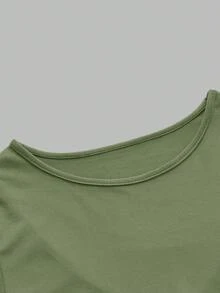 Modmama 纯色圆领长袖休闲哺乳上衣，夏季百搭 - 綠色 - 查看 9