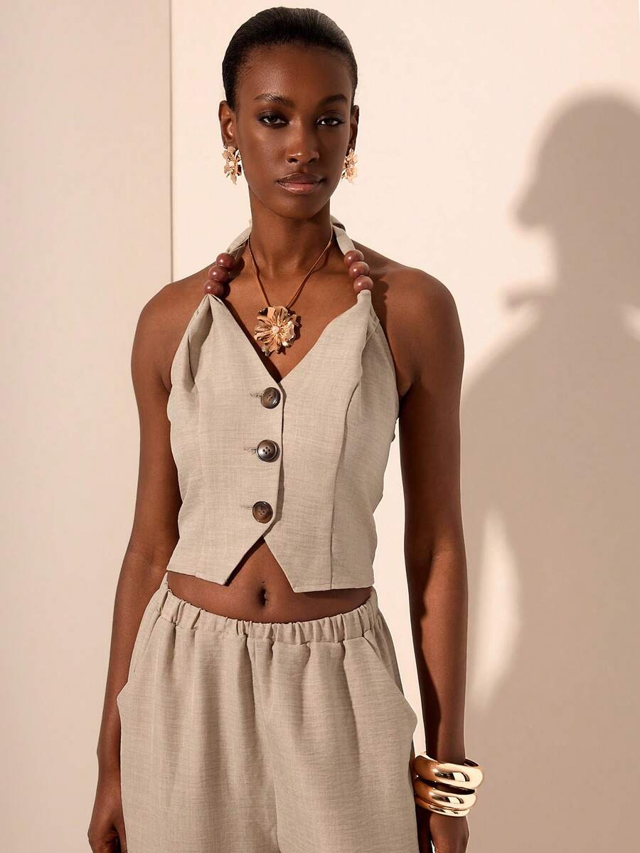 Zivah 女士日常两件套服装 - 卡其色 - 查看 1