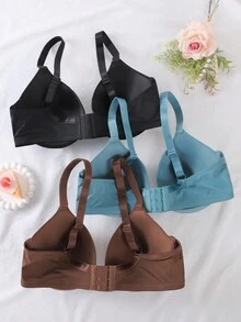 DesireSculpt Bộ 3 áo ngực có gọng màu trơn đơn giản cỡ lớn dành cho nữ, nâng ngực - Nhiều màu - Xem 2