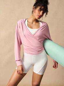 VARSIVA Pink Lace-Up Wrap Hooded Sports T-Shirt - Pink - View 9