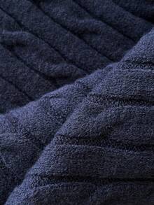 SHEIN Unity Women's Navy Blue Elegant Everyday Ribbed Knit Sweater Dress,Vintage Round Neck Button Front Long Sleeve Embroidered Bodycon Ruffle Hem Autumn Cloth - Royal Blue - View 7