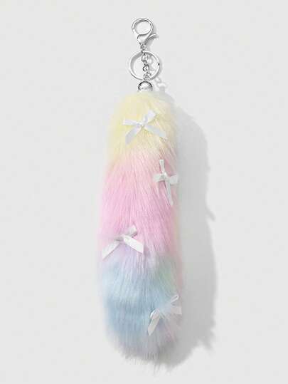 Kawaii 1pc Minimalist Delicate Fashionable High-Quality White Furry Tail Keychain & Keyring, Versatile Accessory Suitable For Women, Great Gift