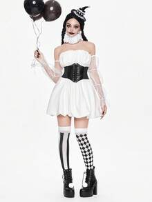 ROMWE Kawaii 万圣节狂欢节复古女式角色扮演迷你连衣裙，服装 - 黑色 - 查看 1