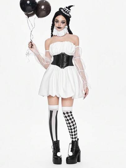 Kawaii Halloween Karneval Retro Cosplay Mini Kleid für Frauen, Kostüm