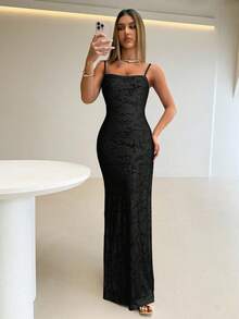 Aloruh Vestido de punto con recortes en color vino tinto - Negro - Ver 5