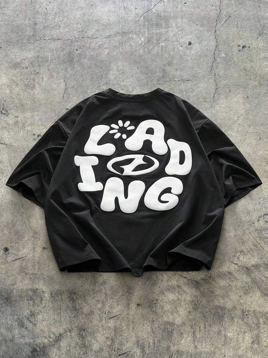 AXEPEAK Camiseta de manga corta de punto casual y holgada para hombre, de uso diario y con estilo - Negro - Ver 1