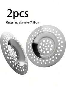 2 件浴缸排水过滤器 - 2.83 英寸淋浴毛发排水收集器，不锈钢淋浴浴缸排水盖，浴室水槽过滤器过滤篮，适用于浴室水槽、洗脸盆地漏家居浴室装饰夏季 - 銀色 - 查看 9